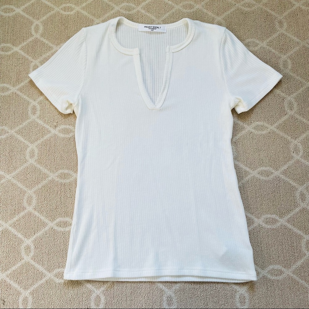 Project Social T Women's Short Sleeve Ribbed Tee in Ivory